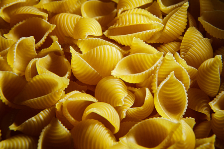 Raw uncooked dry Conchiglioni italian pasta. shells shapedの写真素材