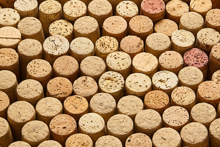 Background pattern of used wine bottles corksの写真素材