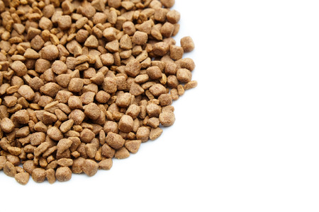 Dry food for dogs and cats. Pet meal on white background. Selective focusの写真素材