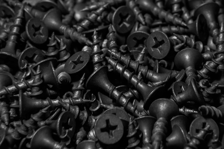 Black self-tapping screwsの写真素材