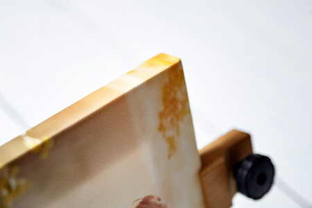 Canvas print. Photo with gallery wrap method of canvas stretching on stretcher bar, lateral sideの写真素材