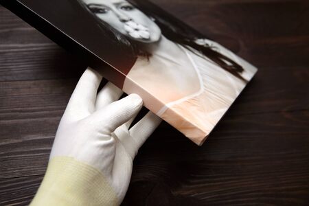Gallery wrap, photography printed on glossy synthetic canvas, lateral side closeup. Selective focusの写真素材