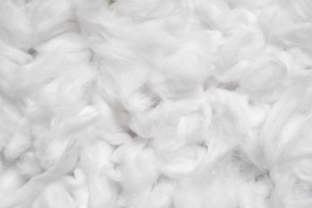 Cotton soft fiber texture background, white fluffy natural material