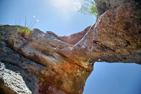Nature reserve the PaÃ¯olive Wood in the ArdÃ¨che CÃ©vennes, France. Forest with limestone rocksの写真素材
