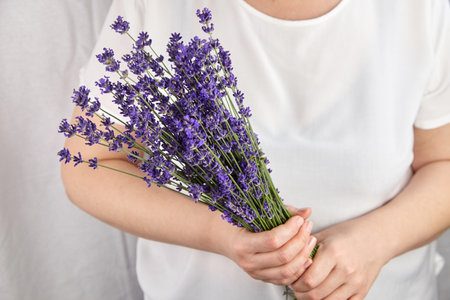 Natural lavender bunch in woman hands