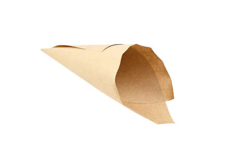 Paper cone isolated on white background. Empty cornetの写真素材