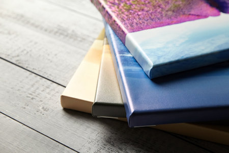 Canvas photo prints stretched onto frame with gallery wrapの写真素材