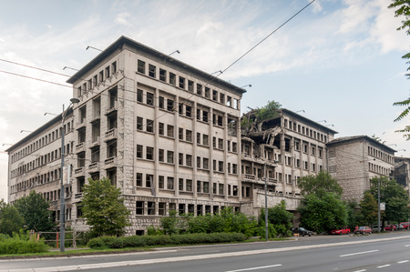 Bombed Ministry of Internal Affairs building in Belgrade during the NATO strikes in 1999, kept as a reminderのeditorial素材