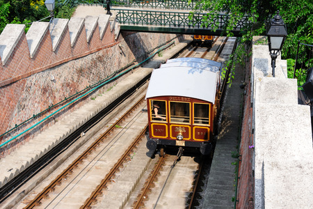 Budapest Castle Hill Funicular railway Gellert cable carのeditorial素材