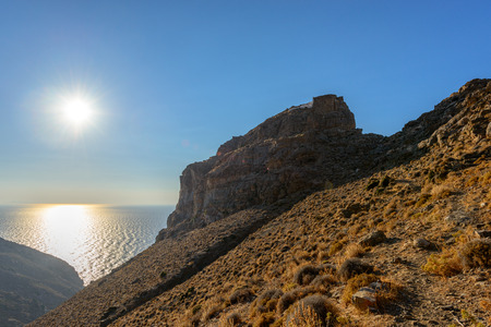 Castle of Oria or Katakefalo was the Byzantine and medieval fortified capital of Kythnos until 1570.のeditorial素材