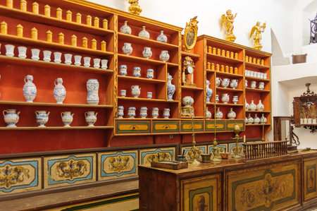 DUBROVNIK, CROATIA - SEPTEMBER 1, 2009: Old pharmacy in the Franciscan monasteryのeditorial素材