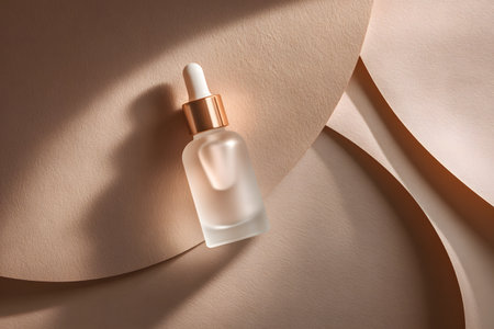A delicate beauty product rests on soft paper textures.の素材