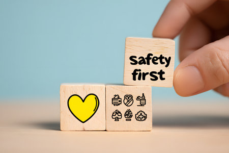 Safety comes first when you build blocks.の素材