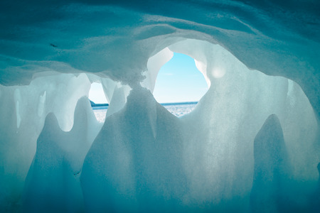 Melting ice dunes off of Lake Michiganの写真素材