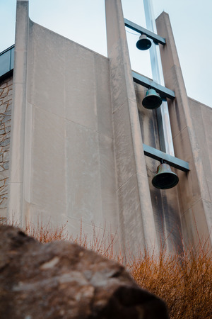 The church bells on the side of St Bernards churchの写真素材