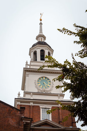 Close up of the clocktower on Independence hall