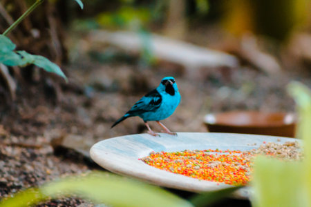 Swallow tanager in the tropical gardens at the Frederik Meijer gardensの写真素材