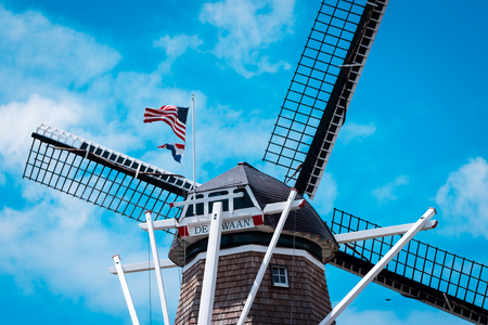 The back of De Zwaan windmill in Holland Michiganの写真素材