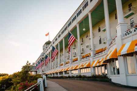 The amazing architecture of the Grand Hotel on Mackinac Island during the evening hoursのeditorial素材