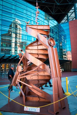 DNA strand statue on display during artprize in Grand Rapids Michiganのeditorial素材