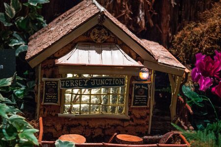 Model of Jersey Junction building in the train garden at the Frederik Meijer Gardensのeditorial素材