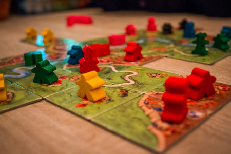 image of a play through of carcassone the board game