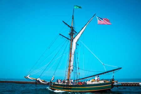 Tall ship sailing in South Haven Michiganのeditorial素材
