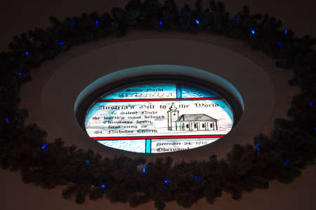 Stained glass window in the Silent Night Memorial Chapel in Frakenmuth Michiganのeditorial素材