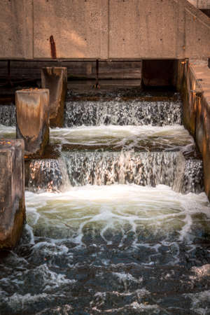Looking up at the fish ladder in downtown Grand Rapids Michiganのeditorial素材