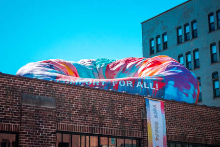 Giant bean bag chair on top of a building in Grand Rapids Michigan during Artprize 9のeditorial素材