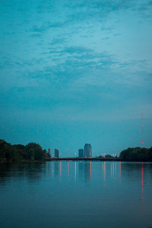 Grand Rapids, MI /USA - August 31st 2018:  Looking over downtown Grand Rapids Michigan from a park...