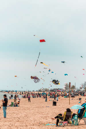 People flying kites at a festivalのeditorial素材