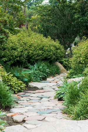 Stone path through the japanese gardenの写真素材