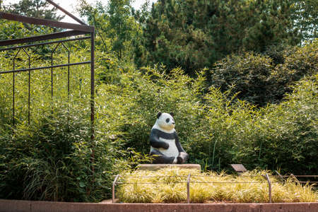 Panda statue in the childrens garden at the Frederik Meijer Gardens in Grand Rapids Michiganのeditorial素材
