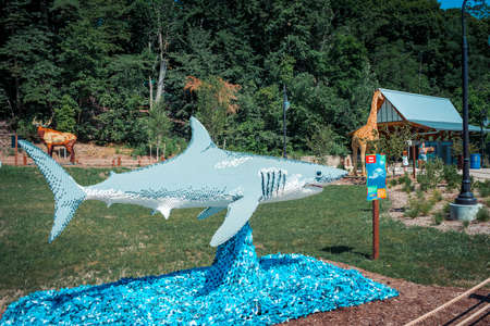 Toy brick statue of a shark at the zooのeditorial素材