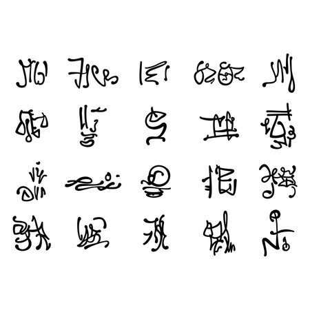 Illustration fantasy occult magic symbols or hieroglyphsのイラスト素材