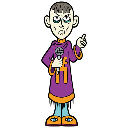 Illustration a psychic man with a microphone, dressed in exotic robesのイラスト素材