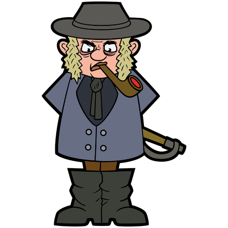 Illustration cartoon country gentleman with a whip and a pipeのイラスト素材