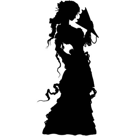 Silhouette romantic fantasy girl with a fan
のイラスト素材