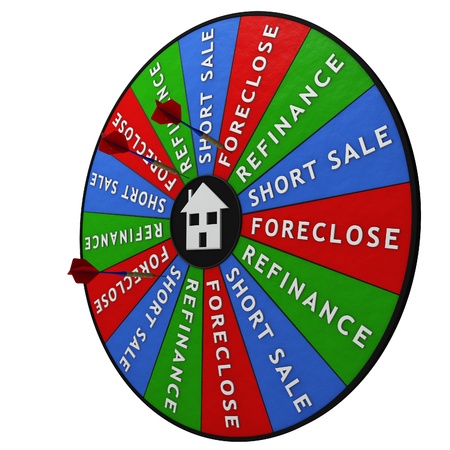 Dartboard decision tool for housing crisisの写真素材
