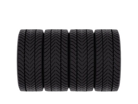 Four tires, closeup view showing treadの写真素材