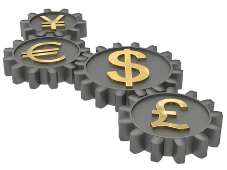 Concept illustration of international currency working togetherの写真素材