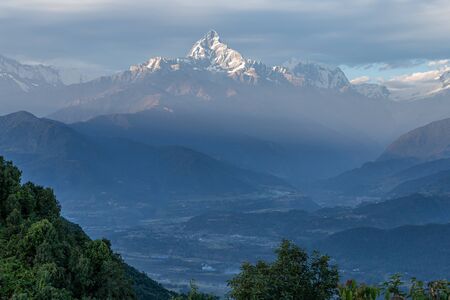 Himalaya Peak Fishtail in Pokhara Nepalの写真素材