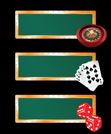Three casino banners - with roulette, cards and bonesのイラスト素材