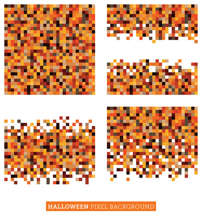 A vector pixel background in four different styles with a halloween color themeのイラスト素材