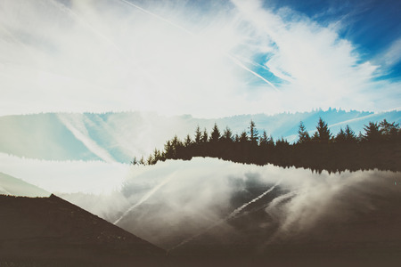 Countryside scene with a retro style overlayの写真素材