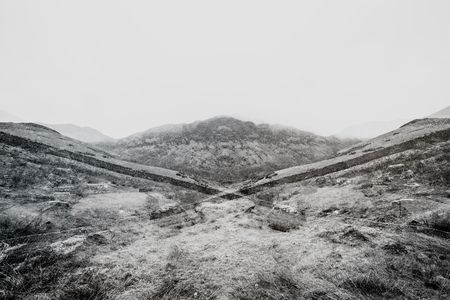 Double Exposure Mountain Backgroundの写真素材