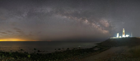 Montauk lighthouse Milky Way Panorama