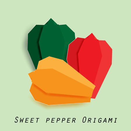 Sweet pepper origami,vector illustration paper art style.のイラスト素材