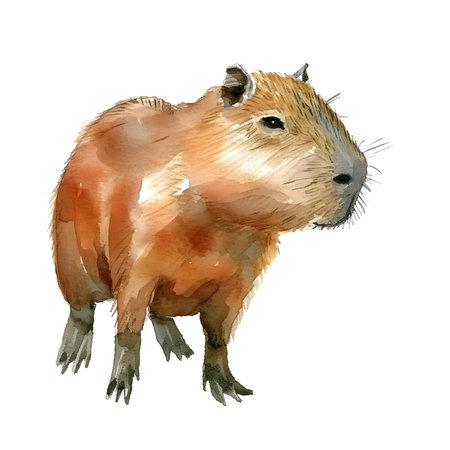 Capybara watercolor for decorative, AI generated.の素材